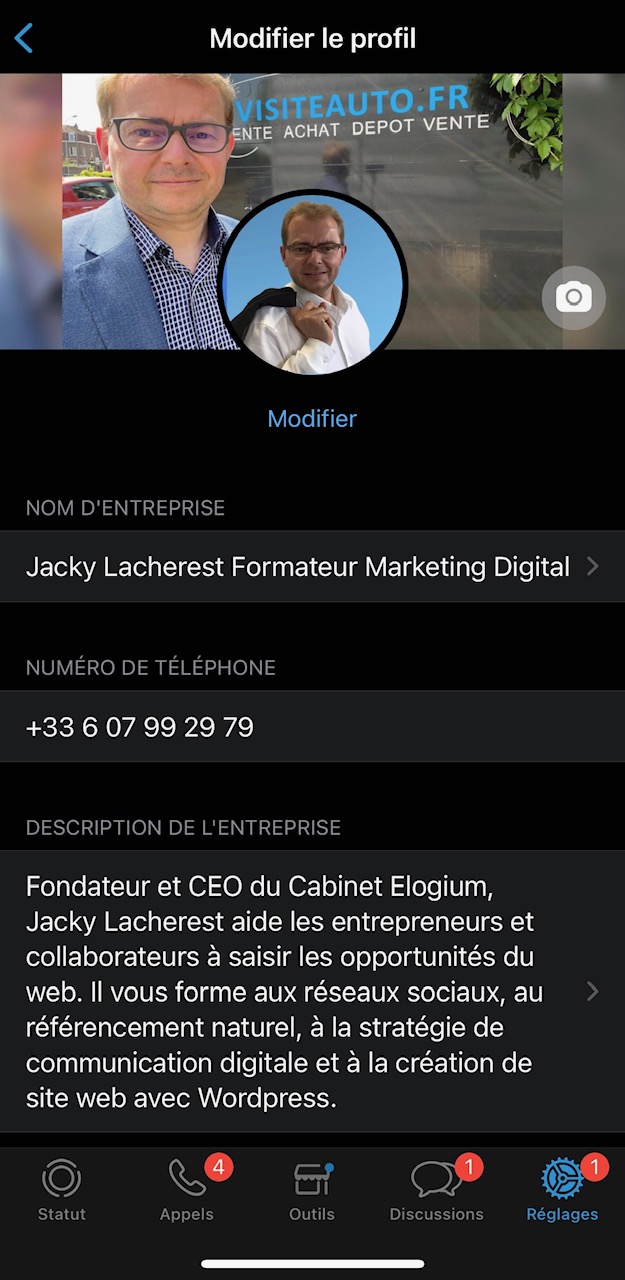 Profile Business WhatsApp Jacky Lacherest